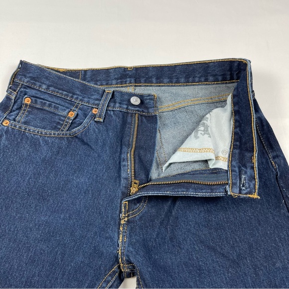 Levis 505 Men's Regular Fit Jeans Dark Wash size: W32 L32 - Picture 4 of 13